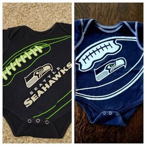 Seattle Seahawks 🏈 Football NFL Infant Set of 2 Onesies Size 3/6 months EUC $18